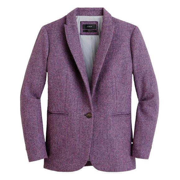 NWT J.Crew Parke Blazer in Purple Herringbone English Wool Jacket 0 $248 - Picture 1 of 3